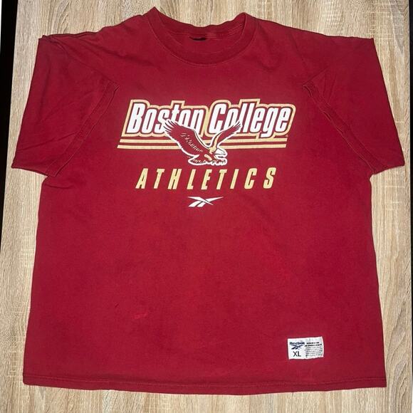 Boston College Eagles Y2K Reebok Vintage Red TShirt Mens XL - Picture 1 of 5